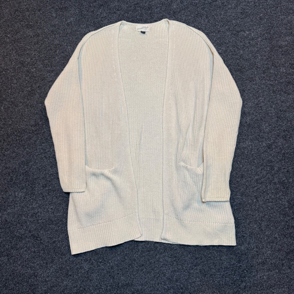 Universal Thread Cream Open Front Cardigan Shaker Stitch Longline Sweater Small